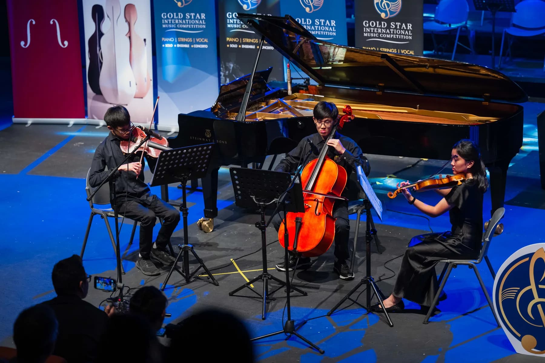 A chamber ensemble performs on the 2024 Competition concert stage